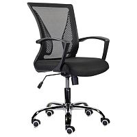 Кресло BRABIX Wings MG-304, пластик черный, хром, сетка, черное | код 532016 | BRABIX