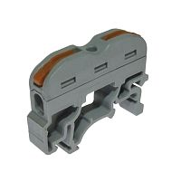 Клемма зажимная проходная безвинтовая на DIN-рейку RUICHI PCT-211, 2-х контактная, 1-проводная, 24 А, аналог WAGO | код 108457 | Ruichi