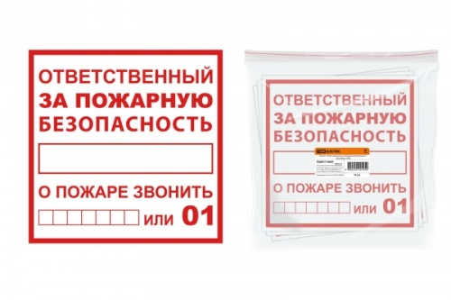 Плакат Ответственный за пожарную безопасность 200х200мм TDM | код SQ0817-0069 | TDM