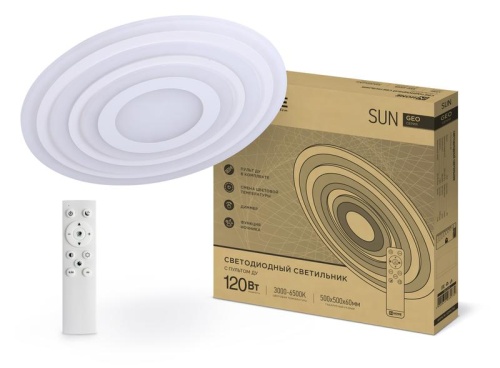 Светильник светодиодный GEO SUN 120Вт 230В 3000-6500К 8400лм 500х50мм с пультом ДУ | код 4690612035772 | IN HOME