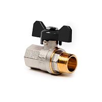 Кран шаровой ручка бабочка латунь внутр./наружн. резьба 1дюйм PN40 никель (инд. упак.) | код 34879 | RTP