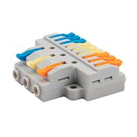 Клемма СМК 3х3 проходная разветвительная 3 полюса, с монтажной площадкой (1 ввод, 3 вывода на полюс) (50 шт./уп.) REXANT | код 07-5232 | REXANT