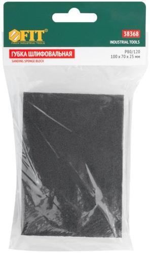 Губка шлифовальная 100х70х25мм Р 80/Р 120 средняя жесткость алюм./оксидная FIT 38368 фото 3