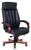 Кресло руководителя Бюрократ T-9922WALNUT черный кожа крестов. металл/дерево | код 1115299 | БЮРОКРАТ