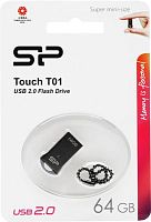 Флеш Диск Silicon Power 64GB Touch T01 SP064GBUF2T01V1K USB2.0 черный/серебристый | код 978208 | Silicon Power
