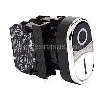 Кнопка сдвоенная черно-белая (1НО+1НЗ) с подсветкой белого цвета | код B1B2K20HB | EMAS