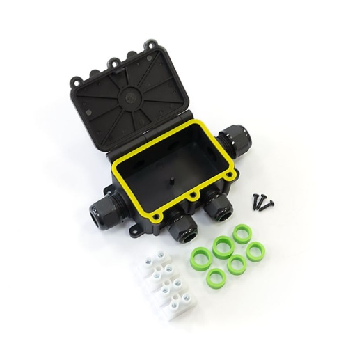 Коробка распределительная с откидной крышкой 6-вводная IP68 ПА66 40А 450В d3,5-12 мм 131х95х37 | код PR08.13155 | Промрукав фото 2