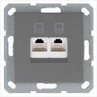Розетка компьютерная 2-м RJ45 IP20 кат. 5E механизм алюм. Jasmart G6106S