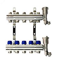 Коллекторная группа FHF-5R set 5 контуров 1' х 3/4' c воздухоотводчиками и кронштейнами | код 088U0705R | Ридан
