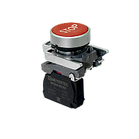 Кнопка плоская красная, маркировка STOP, 1NС, IP65, металл MTB4-BA41622 | код 137128 | MEYERTEC