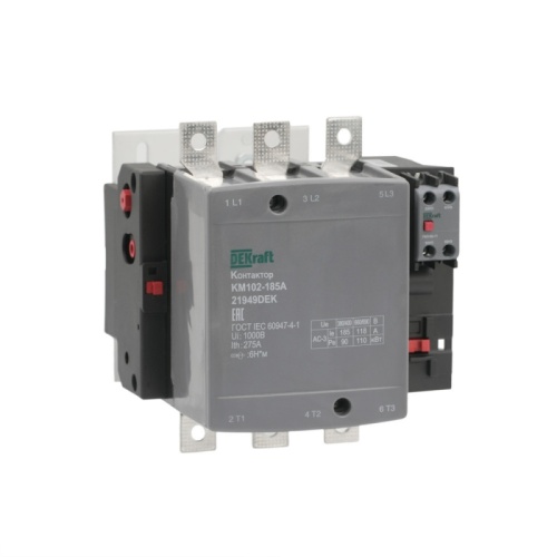 Контактор 185А 220В_АС АС3_ АС4 1НО+1НЗ КМ-102 | код 21949DEK | DEKraft