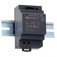 Источник питания DC-DC, 60Вт, вход 9…36 В DC, выход 24В/2.5А, изоляция 4000В DC, в кожухе на DIN-рейку, 52.5х90х54.5мм, -40...+85С | код DDR-60G-24 | MeanWell