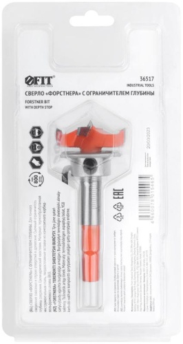 Сверло Форстнера (фреза) с карбидными вставками и ограничителем глубины 35 мм | код 36517 | FIT фото 4