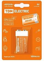 Элемент питания 6LR61 Крона 9V BP-1 TDM | код SQ1702-0013 | TDM