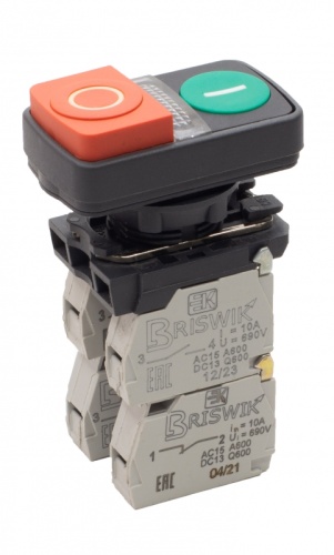 Выключатель Briswik КМЕ 9631м -Л 24В зел-красн IP65 УХЛ3 10А 3но+1нз | код aB-GC-5Ai-3642 | Briswik