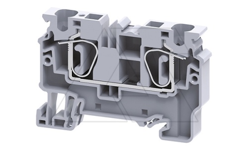 Клемма проходная CX6 /8x62,1mm, пружинная, 2 присоед., 6mm2, 41A, 1000V, серая | код CX6 | Connectwell