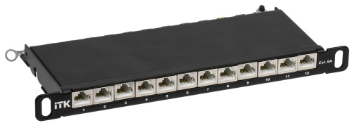 ITK 0,5U патч-панель кат.6A STP 12 портов 10" (Dual IDC) | код PP12-D05UC6AS-D05-10 | IEK