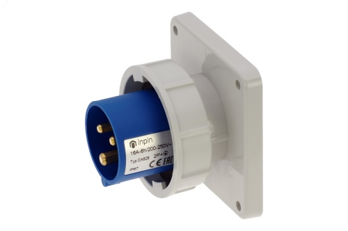 Вилка встраиваемая 16A/230V/1P+N+E/IP67, фланец 86x86 | код CA826 | INPIN