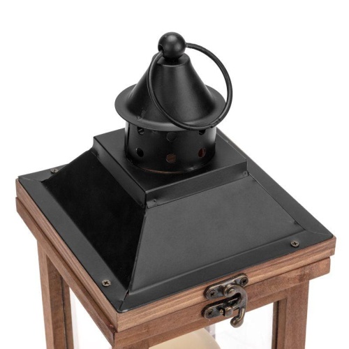 Декоративный фонарь со свечкой корпус из дерева размер 14х14х35cм цвет теплый белый | код 513-075 | Neon-Night фото 9