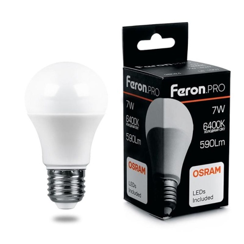 Лампа светодиодная LED 7вт Е27 дневной Feron.PRO | код 38025 | Feron