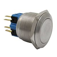 Кнопка антивандальная без подсветки RUICHI GQ25-11 on-(off)+off-(on), М25, IP65, никелированная латунь | код 77937 | Ruichi