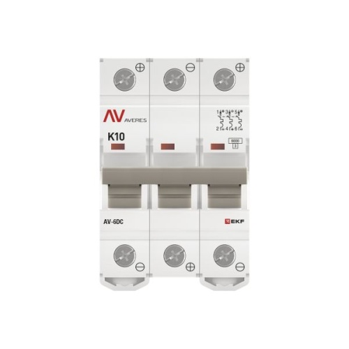 Выключатель автоматический AV-6 DC 3P 10A (K) 6kA EKF AVERES | код mcb6-DC-3-10K-av | EKF фото 5