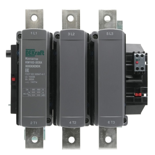 Контактор 630А 110В_АС АС3_ АС4 1НО+1НЗ КМ-102 | код 21972DEK | DEKraft Контактор 630А 110В_АС АС3_ АС4 1НО+1НЗ КМ-102 | код 21972DEK | DEKraft