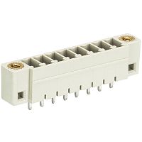 Вилочный разъем, вертикальный, на плату, с монтажными фланцами, шаг 3,5 мм, 4 полюса, фиксация на плате пайкой, 250V, 8А, без маркировки, цвет: серый, серия 8513 S GF | код 25.646.3453.0 | Wieland