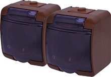 Розетка 2-я (Schuko) (коричн._дымчатая крышка) (IP44/54) RHE-2sd-KR | код 004668053 | ETI