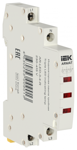 ARMAT Лампа инд. тройная LED 230-415В AC кр. IEK | код AR-LED-3-4-R | IEK