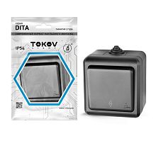 Переключатель 1-кл. ОП Dita IP54 10А 250В карбон | код TKL-DT-P1-C14-IP54 | TOKOV ELECTRIC