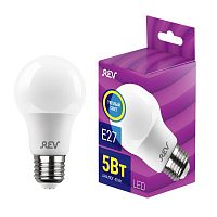 Лампа светодиодная A60 5Вт грушевидная 2700К тепл. бел. E27 420лм 180-240В | код 32344 | REV