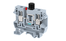 Клемма проходная винтовая 10 мм2 под предохранитель, на 2 подключения, со светодиодом 220V AC, зеленая KUF10A2-GR | код 1105262703 | Elmex