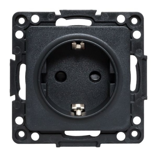 Стокгольм Механизм Розетки 1-местной с/з 16А черный с защ, штор, PROxima | код EZR16-028-10 | EKF фото 3