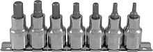 912207 Набор насадок торцевых 1/2DR с вставками-битами шестигранными на дрежателе, H4-H10, 7 предметов | код 912207 | Ombra