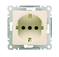 Розетка 1-м СП Lillium 10А с заземл. с панелью механизм крем. Makel 30010028