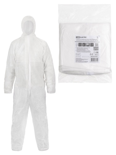 Комбинезон защитный одноразовый Каспер Р40, на молнии, 40 г/м2, белый, разм. 52-54/182-188, TDM | код SQ1016-0322 | TDM Комбинезон защитный одноразовый Каспер Р40, на молнии, 40 г/м2, белый, разм. 52-54/182-188, TDM | код SQ1016-0322 | TDM