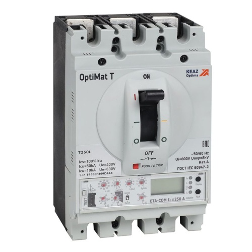 Выключатель автоматический для защиты двигателя OptiMat T250R ETA-M 250A 3P | код 356899 | КЭАЗ