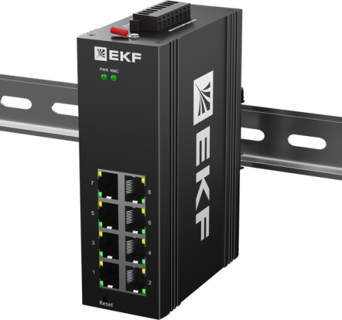 Промышленный управляемый коммутатор уровня L2 ML2-8GTP, 8 портов 10/100/1000Base-T(X) RJ45 c PoE, монтаж на динрейку TSX EKF | код TSX-ML2-8GTP | EKF