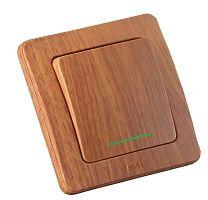 Выключатель одноклавишный скрытый с индикацией дуб 10А | код ВС10-312-05 | HEGEL