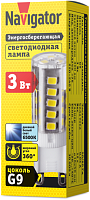 Лампа светодиодная 14 010 NLL-P-G9-3-230-6.5K 3Вт прозрачная 6500К холод. бел. G9 250лм 220-240В Navigator 14010
