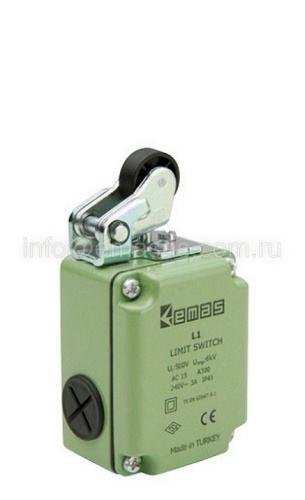 L1K13MIP111 Выключатель концевой быстрого переключения угловой 1-но направленный со стальной консолью и пластмассовым роликом Ф22мм (1НО+1НЗ) | код L1K13MIP111 | EMAS