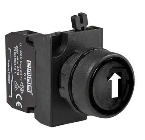 Кнопка круглая без фиксации вертикальная стрелка, черная (1НО), CP100DHOD | код CP100DHOD | EMAS Кнопка круглая без фиксации вертикальная стрелка, черная (1НО), CP100DHOD | код CP100DHOD | EMAS