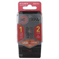 Адаптер SP-1e-USB-B "Polynom" 1-м 220В + 2хUSB 2100мА c зазeмл. черн. ЭРА Б0026333