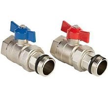 Кран шаровой без термометра 1' со сгоном для коллектора бабочка (2 шт) | код MC.322.06 | MVI