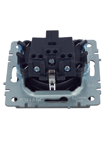 BRITE Розетка 1-местная с заземлением с защитными шторками 16А РС14-1-0-БрС сталь | код BR-R14-16-K46 | IEK фото 5