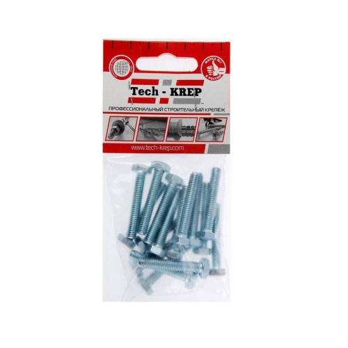 Болт М6х40 с шестигранной головкой цинк. DIN 933 (уп.16шт) класс прочности 8.8. пакет Tech-Krep 102961