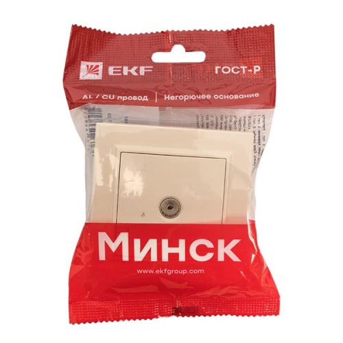 Розетка TV 1-мест, СП бежевый 75Ом 5-862МГц Минск | код ERA00-027-20 | EKF фото 5