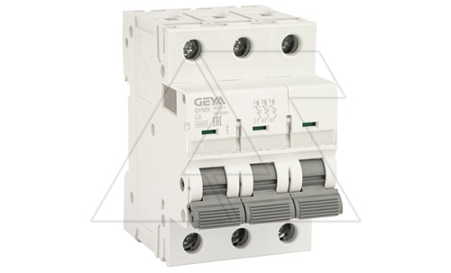 Авт. выключатель GYM9-3P-3B, 3P, 3A, хар-ка B, 6kA, 3M | код GYM93P3B | GEYA
