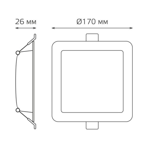 Светильник светодиодный Basic Downlight 18Вт 4000К IP20 1600лм 170х26 170-260В монтаж. квадрат бел. 1/60 GAUSS 9031420218 фото 8
